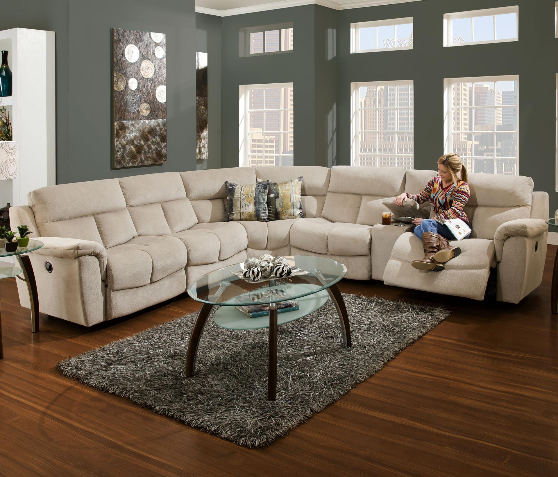 Franklin Stallion Sectional Sofa with Console and 5 Seats (4 that